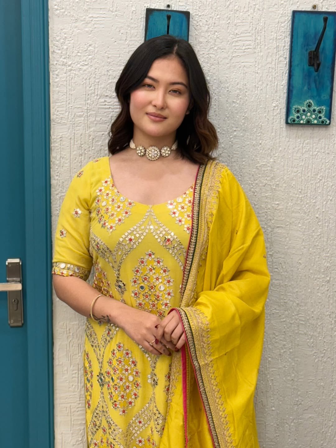 grace meets glamour in this stunning georgette sharara suit, beautifully detailed with intricat